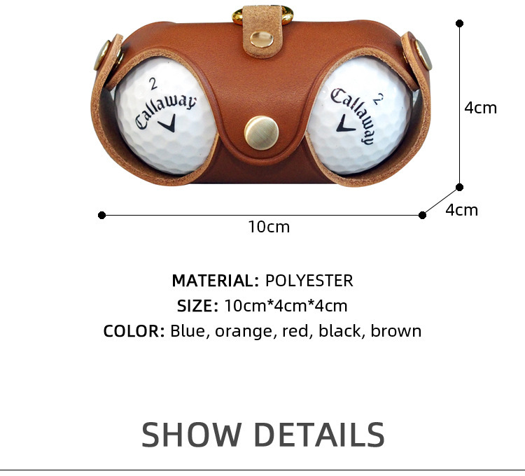 BR001336 - 韩版新款高尔夫球袋头层牛皮高尔夫双球包盒GOLF球小腰包义乌批发