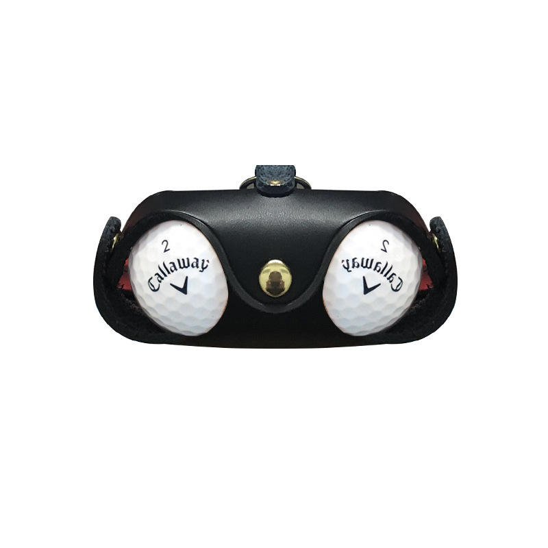 BR001336 - 韩版新款高尔夫球袋头层牛皮高尔夫双球包盒GOLF球小腰包义乌批发