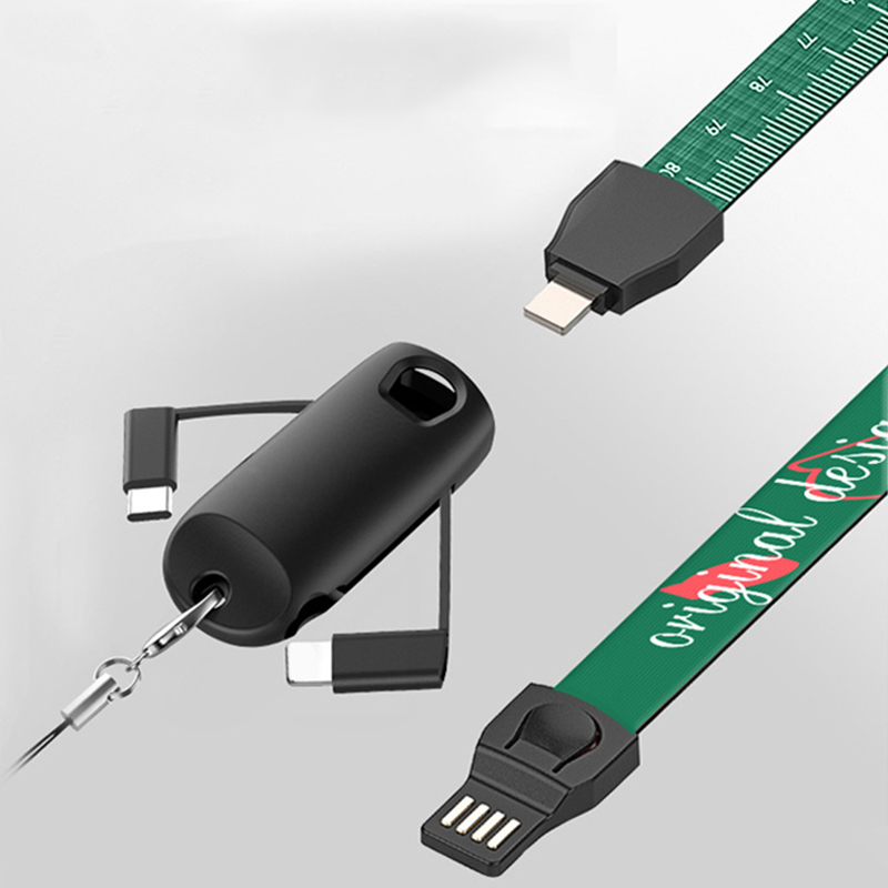 三合一数据线 适用苹果华为手机充电线编制usb挂绳充电线礼品定制