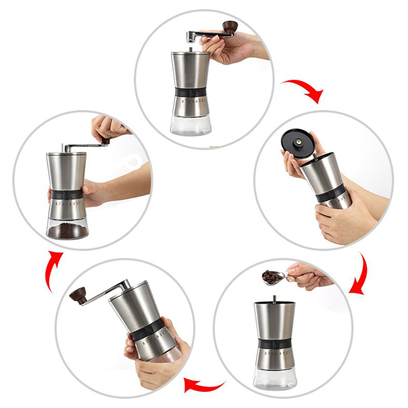 跨境新款手摇咖啡磨豆机 手摇咖啡机 咖啡研磨器 不锈钢胡椒磨