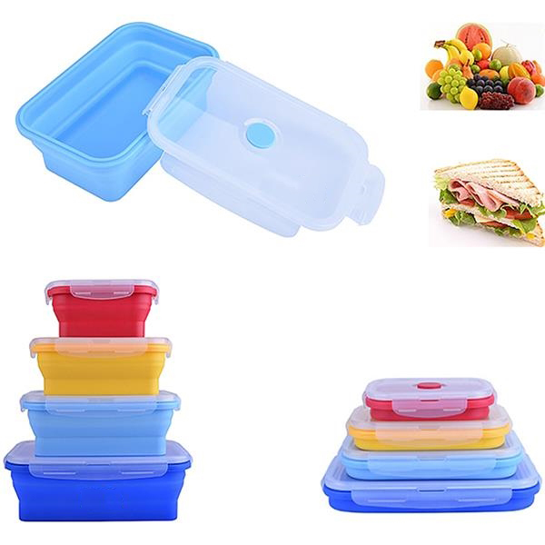 4 Pcs/Set Silicone Folding Lunch Box /Food Storage Container
