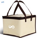 6 Inch Beige Non-woven Cooler Bag / Zipper Lunch Tote Bags